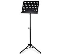 Classic Cantabile Leggio Orchestrale in Metallo con Lamiera Forata - Leggio Robusto con Piano in Lamiera Forata - Regolabile in Altezza da 58 a 100 cm - Leggio con Piano Extra Largo da 50 cm - Nero