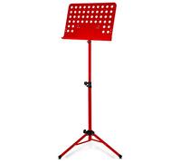 Classic Cantabile Leggio Orchestrale In Metallo Con Piano In Lamiera Forata - Leggio Robusto Con Piano Forato - Regolabile In Altezza Da 58 A 100cm - Leggio Con Piano Extra Largo 50 cm - Rosso