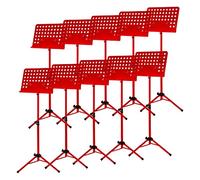 Classic Cantabile Leggio Orchestrale In Metallo Rosso (Leggio Forato, Altezza Regolabile Da 58 A 100 Cm, Dimensioni Ripiano: 50,0 x 34,8 x 4,5 Cm)