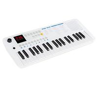 Classic Cantabile MINI-37 Keyboard - 37 Mini-tasti - Alimentazione via USB-C o batterie - 100 suoni e ritmi - USB-MIDI - Altoparlante e uscita cuffie - bianco-blu