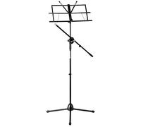 Classic Cantabile NSM-100 Leggio con Asta Microfono, Facile da montare | Leggio e supporto microfono in uno, Dimensioni piano leggio: 50 x 29 x 2 cm, Porta spartiti ribaltabili, Extra alto (99 a 193