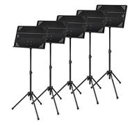 Classic Cantabile OSS-01 Leggio Orchestrale Set 5x - Leggio Orchestrale Trasportabile Con Ripiano Smontabile - Dimensioni Compatte Per Il Trasporto - Regolabile In Altezza Da 53 A 116 Cm - Nero