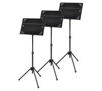 Classic Cantabile OSS-01 Leggio Orchestrale Set da 3 - Leggio Orchestrale Trasportabile con Ripiano Smontabile - Dimensioni Compatte per il Trasporto - Regolabile in Altezza da 53 a 116 cm - Nero