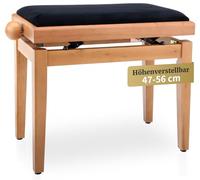 Classic Cantabile Panchetta per pianoforte ciliegio chiaro opaco | legno massiccio, rivestimento a coste, seduta 55 x 32 cm, meccanismo a mandrino, piedini in gomma antiscivolo, massimo 120 kg