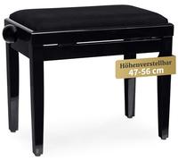 Classic Cantabile Panchetta per pianoforte nero lucido | legno massiccio, rivestimento in velluto a coste nero, seduta 55 x 32 cm, meccanismo a mandrino, piedini in gomma antiscivolo