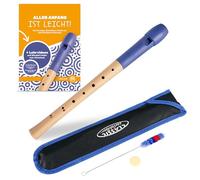 Flauta Dolce Soprano in Do Corpo Legno Acero Scuola Diteggiatura Barocca Blu Set