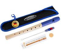 Classic Cantabile Pivella Flauto Dolce C-Soprano in acero con testa plastica, per principianti. Diteggiatura tedesca. Include custodia, tabella, bastoncino pulizia e grasso sughero. Blu.