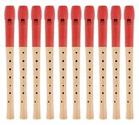 Classic Cantabile Pivella Flauto Dolce C-Soprano - 10 flauti acero con testa plastica, diteggiatura tedesca, custodia, tabella diteggiatura, bastoncino pulizia e grasso sughero - Rosso