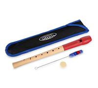 Classic Cantabile Pivella Flauto Dolce C-Soprano in acero con testa in plastica, barocco, per principianti. Include custodia, tabella diteggiatura, bastoncino pulizia e grasso sughero, rosso.
