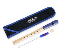 Classic Cantabile Pivella Flauto Dolce C-Soprano in acero con testa plastica, per principianti. Diteggiatura tedesca. Include custodia, tabella, bastoncino pulizia e grasso sughero. Blu.