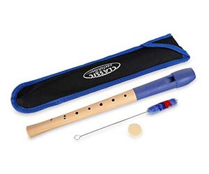 Classic Cantabile Pivella Flauto Dolce C-Soprano in acero con testa plastica, per principianti. Diteggiatura barocca. Include custodia, tabella, bastoncino pulizia e grasso sughero. Blu.