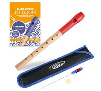 Classic Cantabile Pivella Flauto Dolce C-Soprano Set - Acero con Testa in Plastica - Digitazione Barocca - Incl. Metodo, Custodia, Tabella Dita, Bastoncino Pulizia e Grasso per Sughero - Rosso