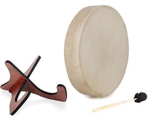 Classic Cantabile SD-18 Tamburo sciamanico 18" rituale e meditazione, vera pelle di capra, include mazzolo e robusto supporto in legno. Suono caldo e risonante per yoga, guarigione sonora e rituali