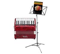 Classic Cantabile Secondo Fisarmonica per Bambini 8 Bass Set (Fisarmonica per bambini con 8 bassi, incl. tracolla, borsa, leggio & scuola) Rosso