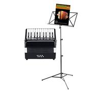 Classic Cantabile Secondo Fisarmonica per Bambini Set 8 Bassi (Fisarmonica per bambini con 8 bassi, incl. tracolla, borsa, leggio & scuola) Nero