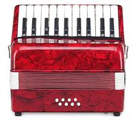 Fisarmonica Piano Accordion Armonica per Bambini 22 Tasti 8 Bassi Custodia Rosso