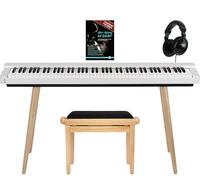 Classic Cantabile SP-316 Stage Piano Home Set - 88 tasti pesati, meccanica a martello, DAAS-sampling, polifonia 128 voci, Bluetooth audio/MIDI, stand S-316 + panca + cuffie + metodo - Bianco