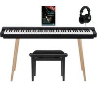Classic Cantabile SP-316 Stage Piano Set - 88 tasti pesati (meccanica a martello), campionamento DAAS, polifonia 128 voci, Bluetooth Audio/MIDI, supporto design, panca, cuffie, corso. Nero