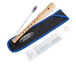 Classic Cantabile Stella Flauto Dolce 2 pezzi acero, diteggiatura tedesca, per bambini da 6 anni. Include custodia imbottita, tabella diteggiatura, pulitore e grasso per sughero.