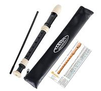 Classic Cantabile Stellina Flauto Dolce Soprano C-Soprano Barocco in plastica, ideale per principianti e avanzati. Include custodia, bastoncino pulitore e tabella delle dita. Colore nero.