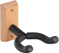 Classic Cantabile supporto da parete in legno per chitarre e strumenti a corda, con piastra base in legno e forchetta girevole imbottita, adatto anche a palettes asimmetriche.