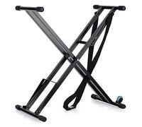 Classic Cantabile Supporto Tastiera con Ruote - Carrello Trasporto e Supporto in Uno - Regolabile in Altezza 5 Volte da 63 a 96 cm - Nero