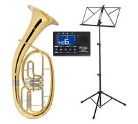 Classic Cantabile TH-33 Tenorhorn SET (intonazione Bb, corpo: ottone, tubi esterni: alpacca, 3 pistoni rotativi) con custodia, bocchino, accordatore/metronomo e leggio
