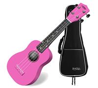 Classic Cantabile US-100 PK Ukulele Soprano Set Rosa con Custodia | Mensura soprano (34, 5 cm), Corpo in tiglio, Manico in acero, 15 tasti, Segnatasti al 5., 12. e 15. tasto, 5 mm, Colore: nero