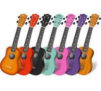 Classic Cantabile US-100 Set Ukulele Soprano - 7 Ukulele con 15 tasti - nei colori Viola, Naturale, Rosa, Rosso, Nero, Turchese, Sunburst