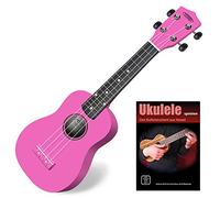 Classic Cantabile US-100 Set Ukulele Soprano - per principianti con libretto didattico; leggero, corpo in tiglio, manico in acero, 15 tasti. Ideale per viaggio e tempo libero. Rosa