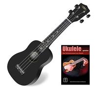 Classic Cantabile US-100 Ukulele Soprano Set - Ukulele per principianti con libretto didattico. Leggero, corpo in tiglio, manico in acero, 15 tasti. Perfetto per viaggio e tempo libero. Colore: nero