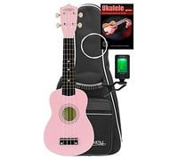 Classic Cantabile US-50 PK Set Ukulele Soprano con 12 tasti, custodia, accordatore, corde di ricambio, scuola, meccanica chitarra scorrevole, corde nylon bianche, colore rosa.
