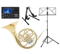 Classic Cantabile WH-702-L Corno Francese Bb manico sinistro SET incl. custodia, bocchino, leggio, metronomo, supporto per corno