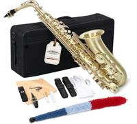 Sassofono Sax Alto Fa in Ottone Oro Laccatura Lucida Professionale Set Borsa
