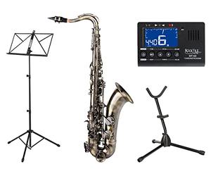 Classic Cantabile Winds TS-450 Antique Yellow Set Sassofono Tenore (Ottone, Verniciatura Vintage, Chiave Do# Alto, Custodia, Supporto, Accordatore, Metronomo, Leggio)