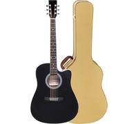 Classic Cantabile WS-10BK-CE Chitarra Western Dreadnought Cutaway, tiglio, pickup, EQ 3 bande, accordatore, custodia rigida tweed inclusa, colore nero.