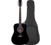 Classic Cantabile WS-10BK-LH Chitarra Western - Modello Mancino - Dreadnought - Corpo: Tiglio - Tastiera: Acero, Manico: Betulla - Finitura: Lucida - Set Risparmio Incluso Gigbag - Nero