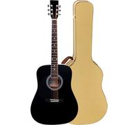 Classic Cantabile WS-10BK-LH Chitarra Western - Modello Mancino - Dreadnought - Corpo: Tiglio - Tastiera: Acero, Manico: Betulla - Finitura: Lucida - Set Risparmio Incluso Custodia Leggera - Nero