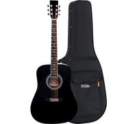 Classic Cantabile WS-10BK-LH Chitarra Western - Modello Mancino - Dreadnought - Corpo: Tiglio - Tastiera: Acero, Manico: Betulla - Finitura: Lucida - Set Risparmio Incluso Custodia Leggera - Nero