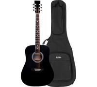 Classic Cantabile WS-10BK-LH Chitarra Western - Modello Mancino - Set Gigbag - Stile Dreadnought - nero - con pickup, EQ e accordatore integrato - inclusa custodia morbida