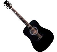 Classic Cantabile WS-10BK-LH Chitarra Western Per Mancini (Dreadnought, Western acustica, corde in acciaio, principianti & avanzati, lefthand) nera