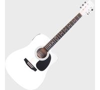 Classic Cantabile WS-10WH-CE Chitarra Western con pickup (Acustica e amplificata, Dreadnought, Cutaway, EQ a 3 bande + Presence, Accordatore Tuner con LCD, XLR e jack) bianco lucido
