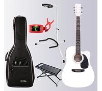 Classic Cantabile WS-10WH-CE Set chitarra western - stile dreadnought con pickup - corpo: tiglio laminato - incl. custodia, supporto chitarra, poggiapiedi e accordatore - bianca