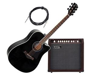 Classic Cantabile WS-20 BK "Songwriter Pro" Set - chitarra western con pickup - nero - amplificatore acustico 2 canali da 30 watt - cavo