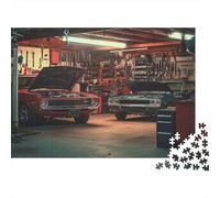 Classic Car Garage Colourful Car Garage Interior 1000 Pieces Jigsaw Puzzles Adults Fun Brainteasing Home Activity 70x50cm/1000pcs