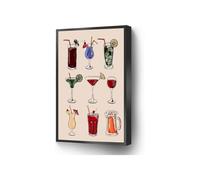 Classic Cocktails and Bar Guide Canvas, Man Cave Wall Art for Modern Living Room(Framed,08x12inch(20x30cm))