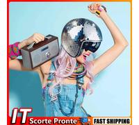 Classic Disco Ball Helmet Mirror Glitter Ball Helmets Hat (Silver with Gloves)