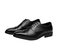 Classic Dress Shoes for Men Italian Leather Lace-up cap Toe Anti-Slip Casual Formal Shoes for Wedding And Prom(Black,42 EU)