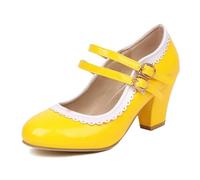 Classic Fashion Sweet Candy Color Lolita Mary Janes - Scarpe da donna con tacchi alti, giallo., 39 EU