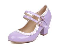 Classic Fashion Sweet Candy Color Lolita Mary Janes - Scarpe da donna con tacchi alti, Lilla, 41 EU